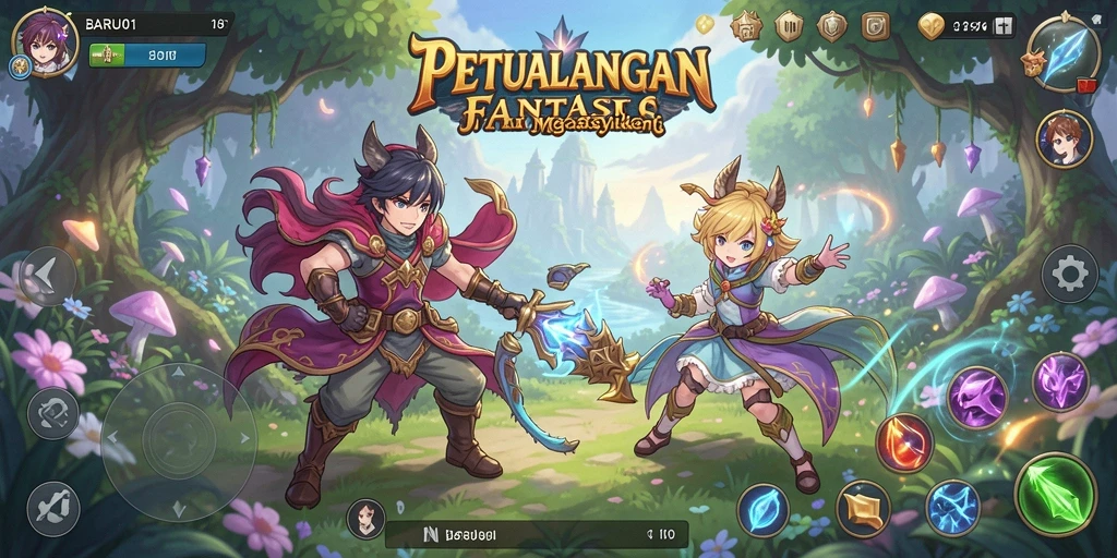Tampilan menarik dari gameplay BARU01 dengan karakter anime ikonik.