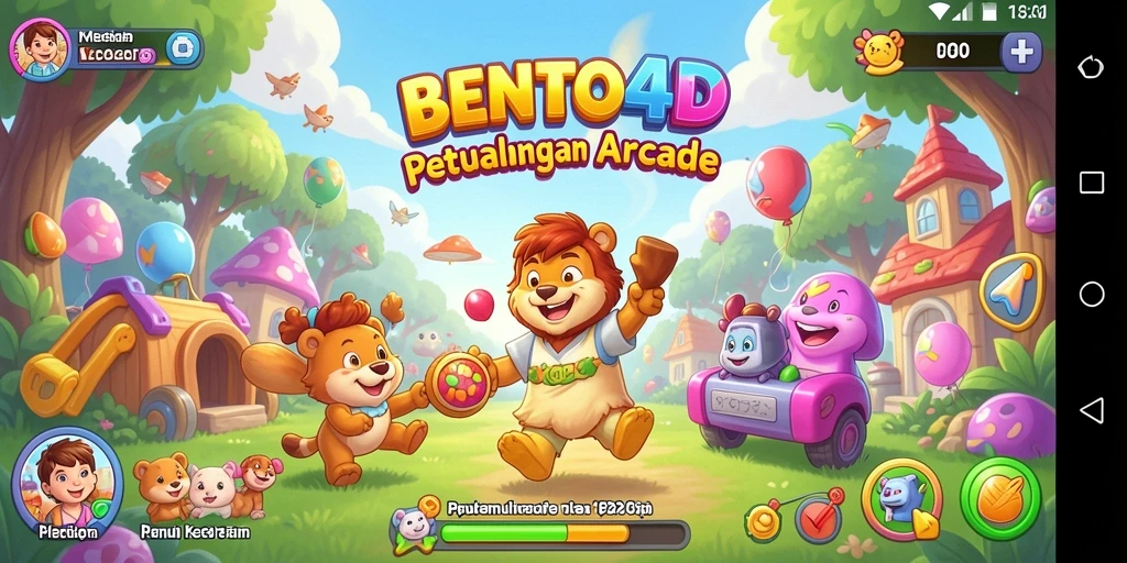 Tampilan utama gameplay BENTO4D yang seru dan penuh warna.