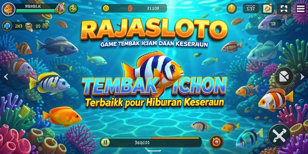 Gameplay seru dalam RAJASLOTO menunjukkan aksi menembak ikan.
