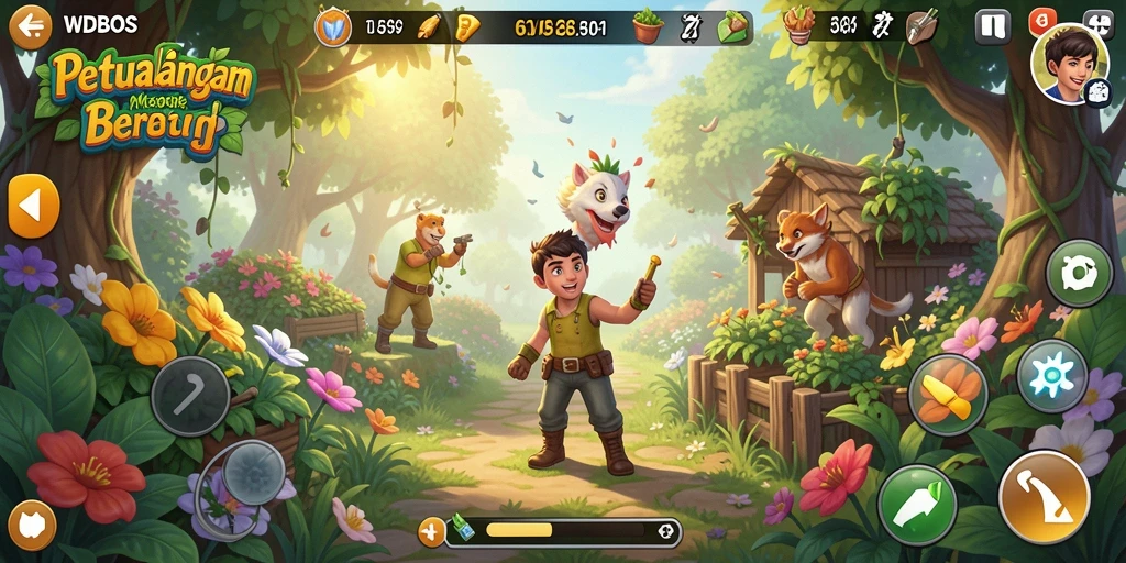Gameplay seru WDBOS dengan berkebun dan panen hasil pertanian.